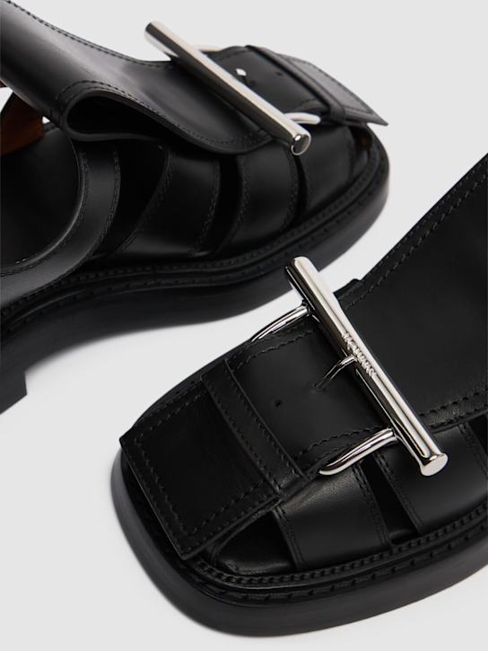 McQueen: Leather sandals - Black/Silver - women_3 | Luisa Via Roma
