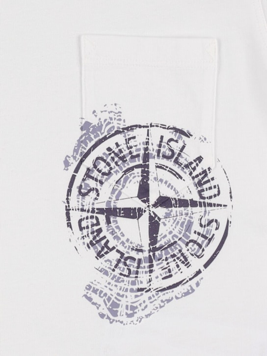 Stone Island Junior: T-Shirt aus Baumwolljersey mit Logo - Weiß - kids-boys_1 | Luisa Via Roma