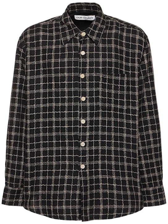 Our Legacy: Above plaid cotton & linen shirt - men_0 | Luisa Via Roma