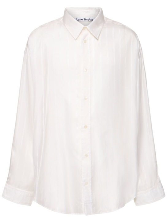 Acne Studios: Setar logo stiped cupro shirt - men_0 | Luisa Via Roma