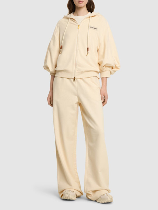 Moncler: Cotton zip-up hoodie - White - women_1 | Luisa Via Roma