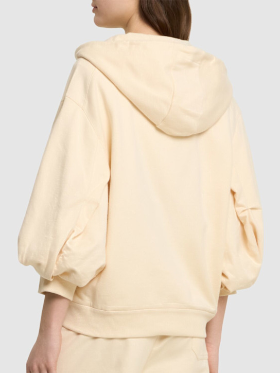 Moncler: Cotton zip-up hoodie - White - women_2 | Luisa Via Roma