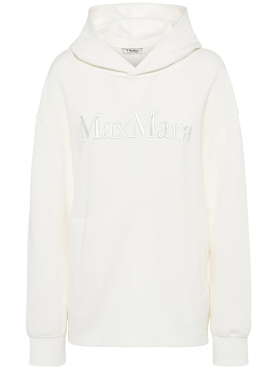 'S Max Mara: Visiera logo jersey hooded sweatshirt - White - women_0 | Luisa Via Roma