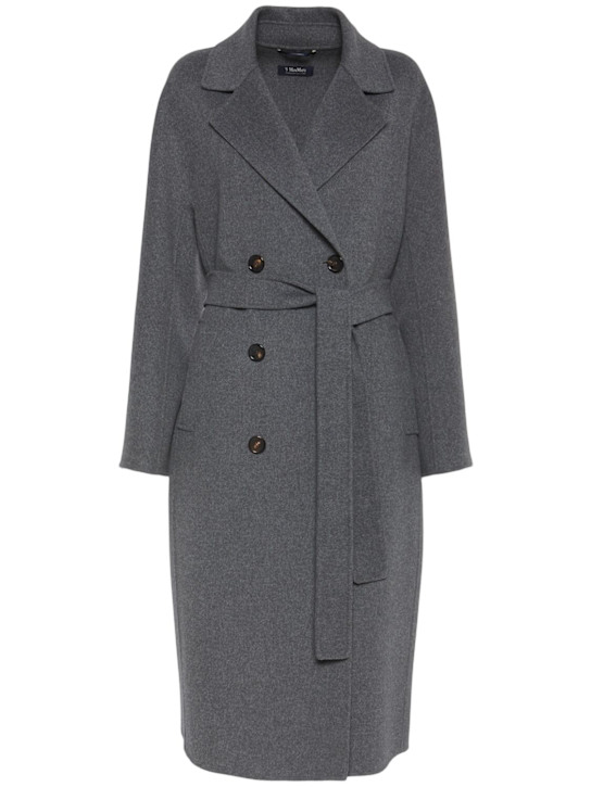 'S Max Mara: Paul wool double breasted long coat - Heather Grey - women_0 | Luisa Via Roma