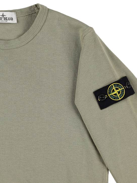 Stone Island Junior: Cotton jersey crewneck sweatshirt - Khaki - kids-boys_1 | Luisa Via Roma