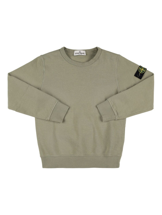 Stone Island Junior: Cotton jersey crewneck sweatshirt - Khaki - kids-boys_0 | Luisa Via Roma