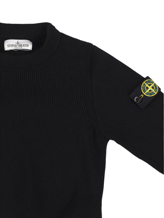 Stone Island Junior: Suéter de punto de algodón - Negro - kids-boys_1 | Luisa Via Roma