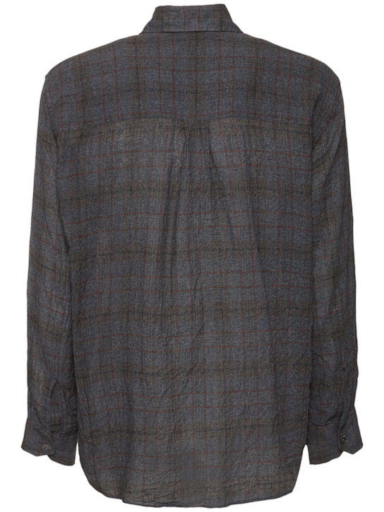 Our Legacy: Above plaid cotton blend shirt - Blue/Grey - men_3 | Luisa Via Roma