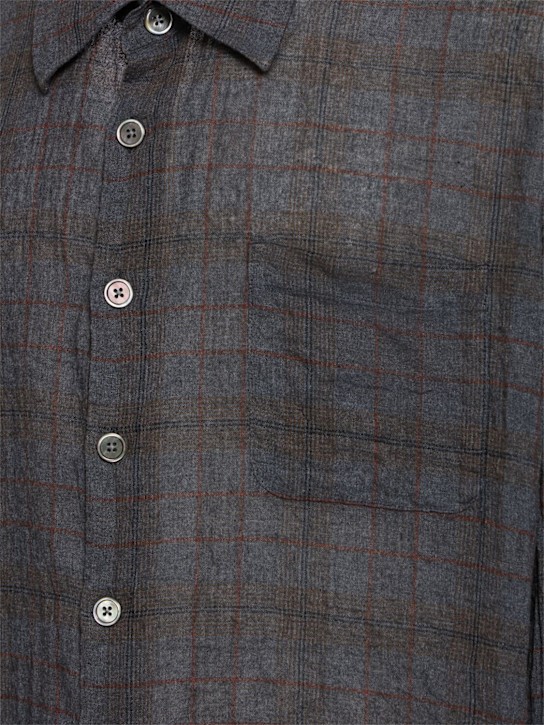 Our Legacy: Above plaid cotton blend shirt - Blue/Grey - men_4 | Luisa Via Roma