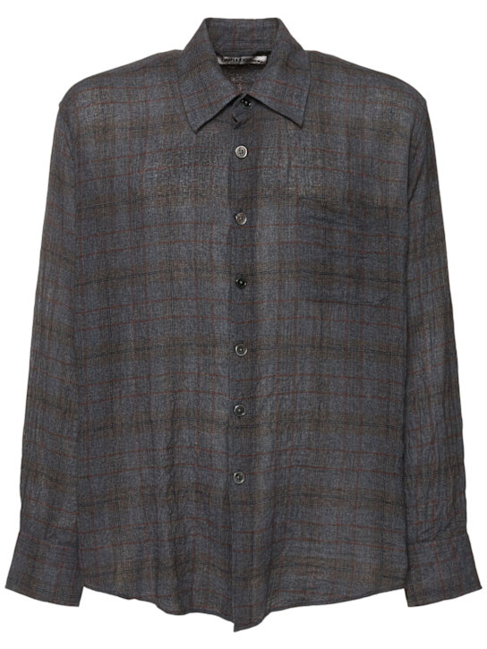 Our Legacy: Above plaid cotton blend shirt - Blue/Grey - men_0 | Luisa Via Roma