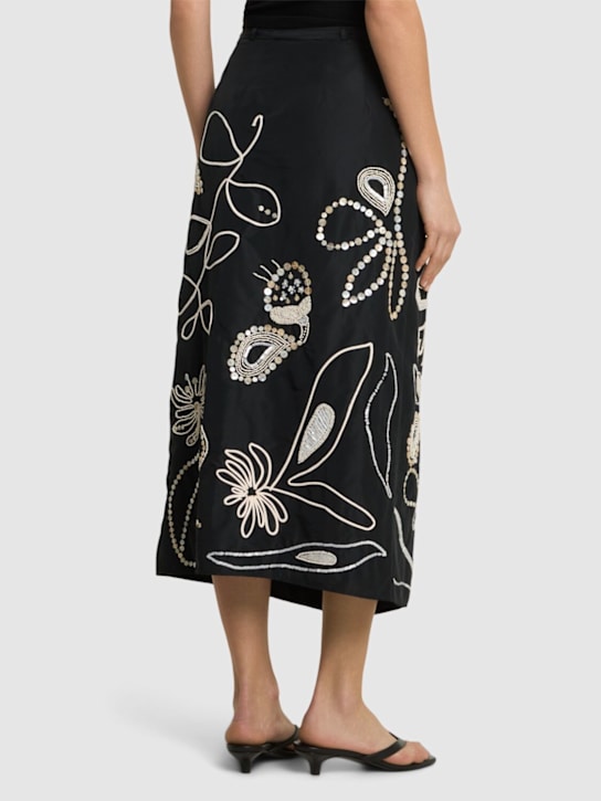 Forte_forte: Pearl suite embroidered taffeta sarong - Black - women_2 | Luisa Via Roma