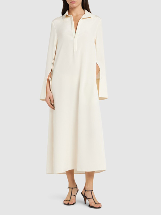 Max Mara: Ossola crepe de chine long dress - women_1 | Luisa Via Roma