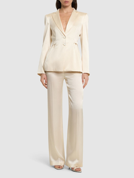 Alberta Ferretti: Tailored satin single breast jacket - women_1 | Luisa Via Roma