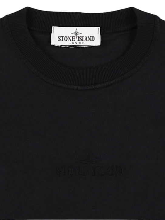 Stone Island Junior: Cotton jersey t-shirt - Black - kids-boys_1 | Luisa Via Roma
