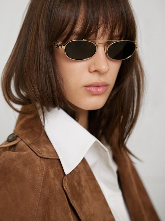 Miu Miu: Round metal sunglasses - Gold/Grey - women_1 | Luisa Via Roma