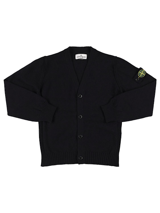 Stone Island Junior: コットンブレンドカーディガン - ブラック - kids-boys_0 | Luisa Via Roma