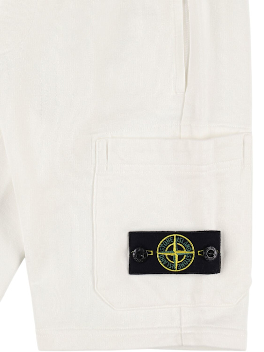 Stone Island Junior: Shorts cargo in spugna di cotone - Bianco - kids-boys_1 | Luisa Via Roma
