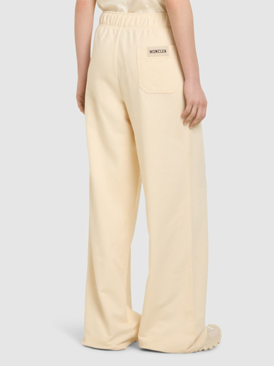 Moncler: Wide leg cotton track pants - White - women_2 | Luisa Via Roma