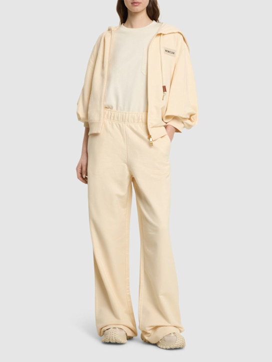 Moncler: Wide leg cotton track pants - White - women_1 | Luisa Via Roma
