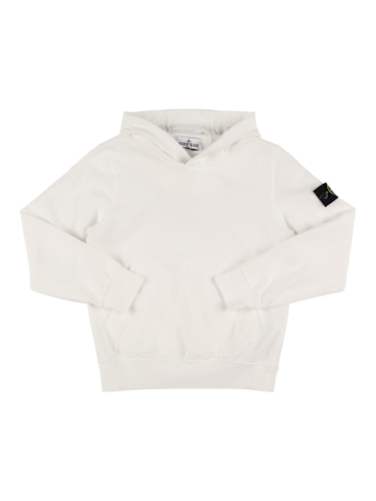 Stone Island Junior: Cotton jersey hoodie - White - kids-boys_0 | Luisa Via Roma