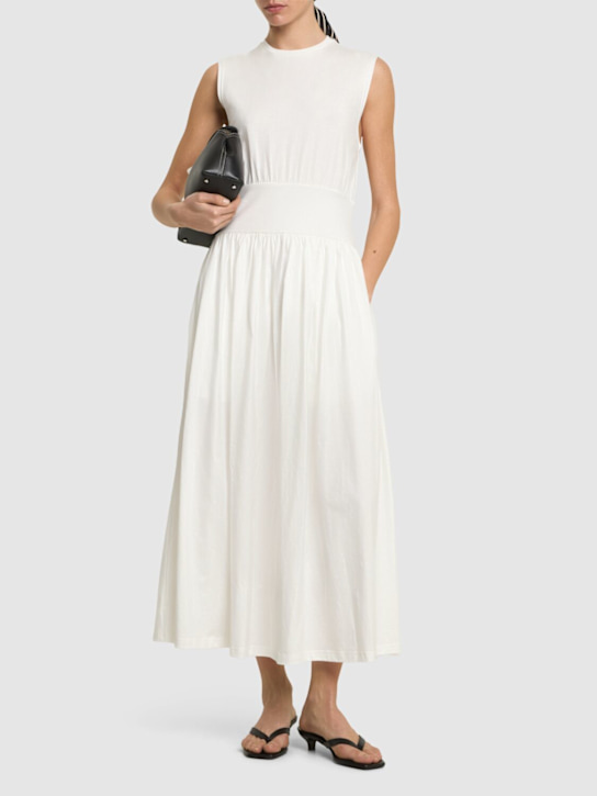 Toteme: Sleeveless cotton long dress - Off White - women_1 | Luisa Via Roma