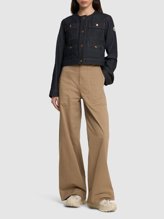 Moncler: Tencin cotton blend denim jacket - Denim - women_1 | Luisa Via Roma