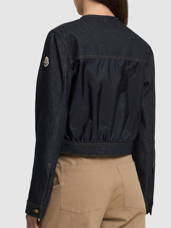 Moncler: Tencin cotton blend denim jacket - Denim - women_2 | Luisa Via Roma