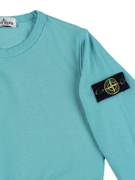 Stone Island Junior: Cotton jersey crewneck sweatshirt - Light Blue - kids-boys_1 | Luisa Via Roma