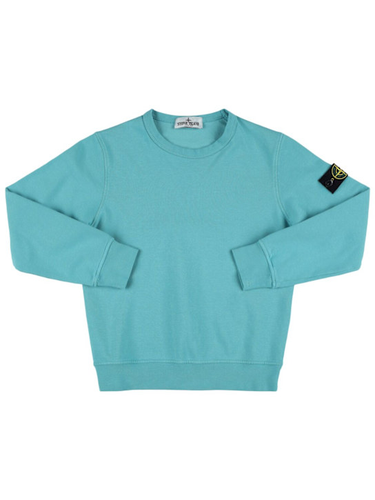 Stone Island Junior: Cotton jersey crewneck sweatshirt - Light Blue - kids-boys_0 | Luisa Via Roma