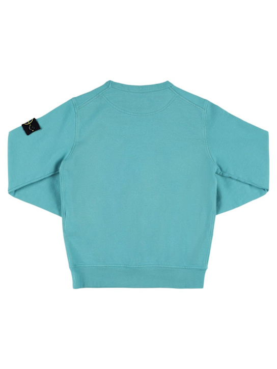 Stone Island Junior: Cotton jersey crewneck sweatshirt - Light Blue - kids-boys_2 | Luisa Via Roma