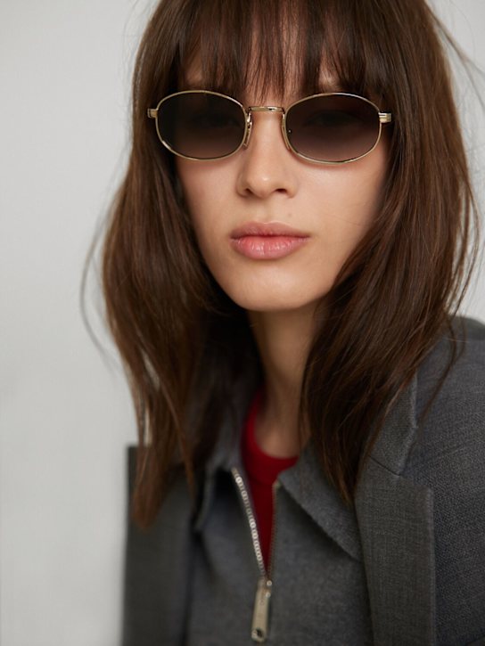 Prada: Iconic Plaque metal sunglasses - Grey - women_1 | Luisa Via Roma