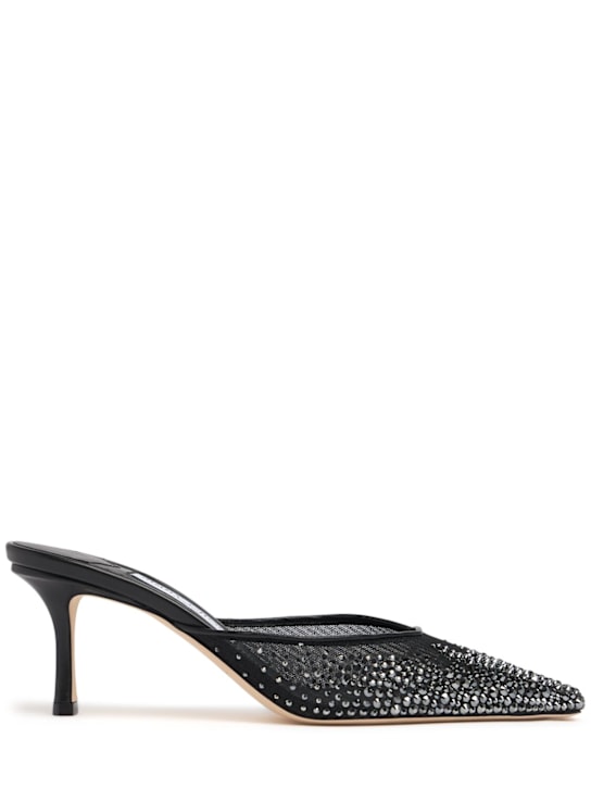 Jimmy Choo: Mules Vivi in mesh con cristalli 65mm - Nero/Argento - women_0 | Luisa Via Roma