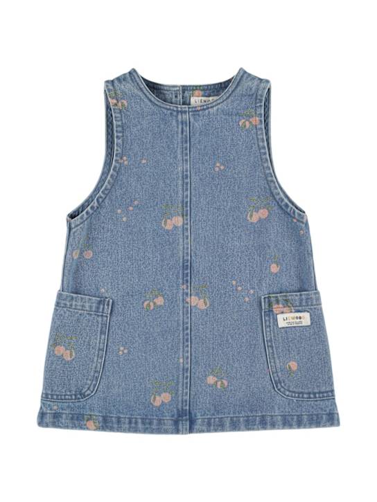 Liewood: ピーチプリントコットンデニムワンピース - ブルー/マルチカラー - kids-girls_0 | Luisa Via Roma