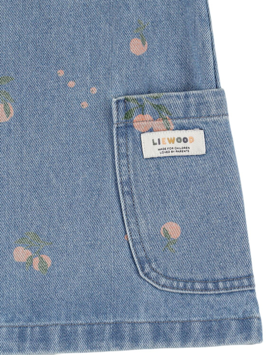 Liewood: ピーチプリントコットンデニムワンピース - ブルー/マルチカラー - kids-girls_1 | Luisa Via Roma