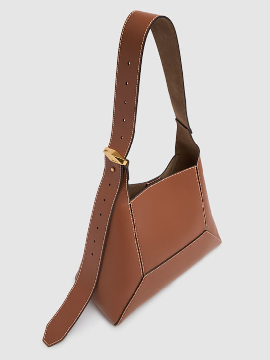 Jimmy Choo: Medium Diamond soft shiny leather bag - Tan/Ecru - women_4 | Luisa Via Roma