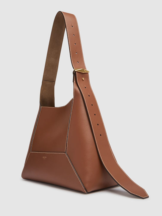 Jimmy Choo: Medium Diamond soft shiny leather bag - Tan/Ecru - women_2 | Luisa Via Roma