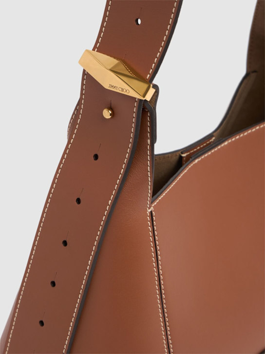 Jimmy Choo: Medium Diamond soft shiny leather bag - Tan/Ecru - women_3 | Luisa Via Roma