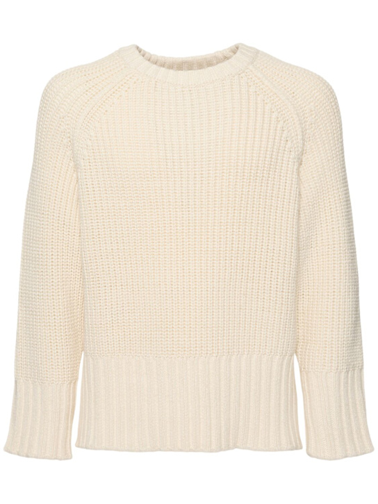 LOW CLASSIC: Maglia in misto cotone a costine chunky - Avorio - women_0 | Luisa Via Roma