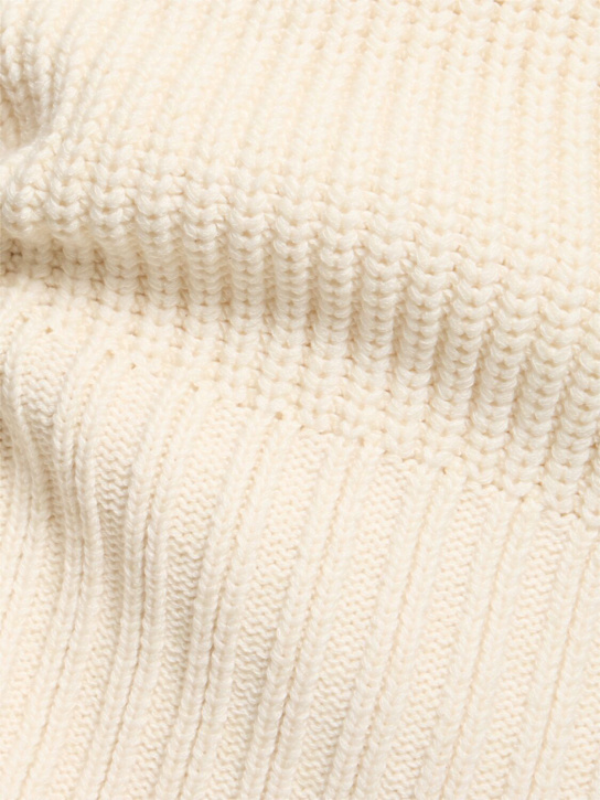 LOW CLASSIC: Chunky rib knit cotton blend sweater - Ivory - women_4 | Luisa Via Roma