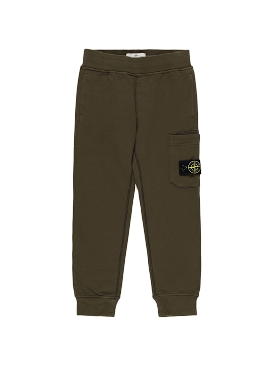 Stone Island Junior: Cotton sweatpants - Military Green - kids-boys_0 | Luisa Via Roma