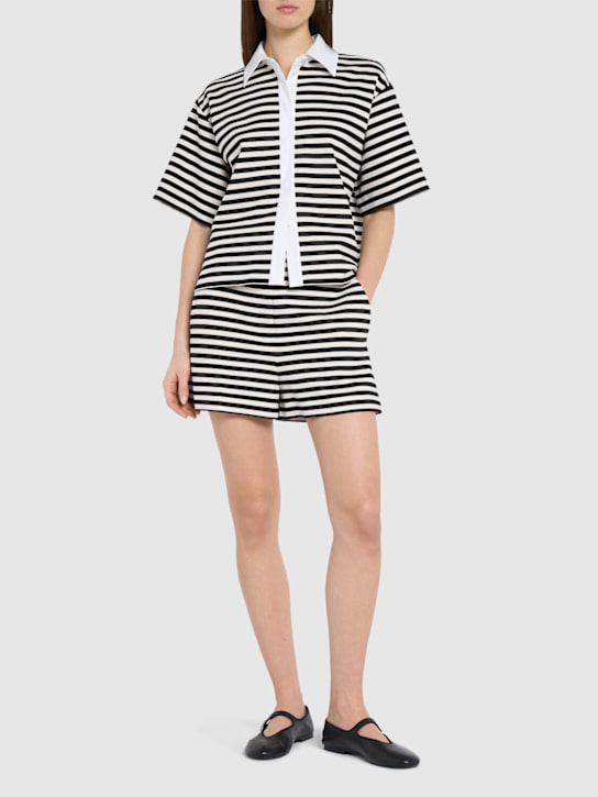 Max Mara: Onirica striped jersey shorts - Black/Multi - women_1 | Luisa Via Roma