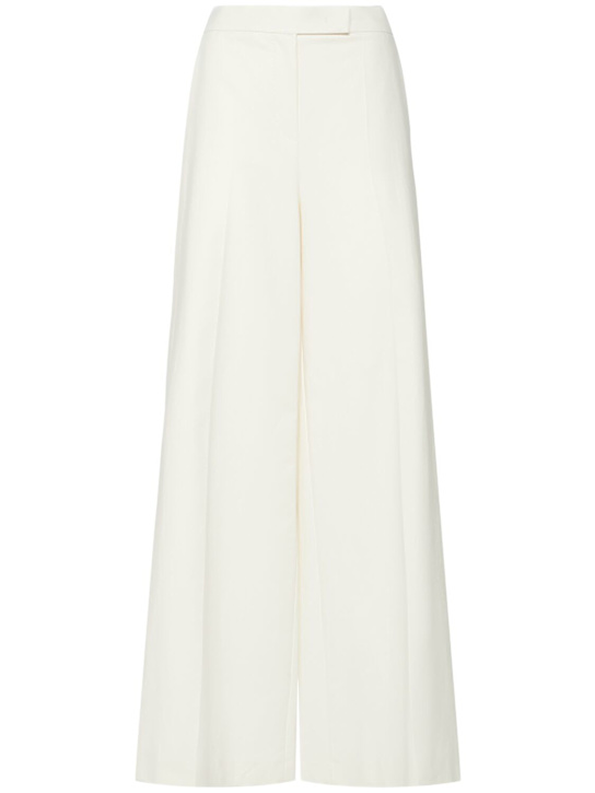 Max Mara: Finish cotton blend wide pants - White - women_0 | Luisa Via Roma