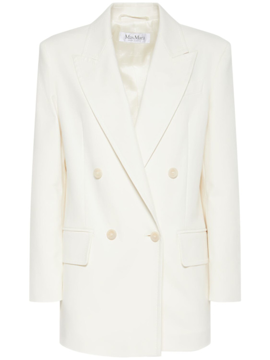 Max Mara: Suez double cotton blend blazer - ホワイト - women_0 | Luisa Via Roma
