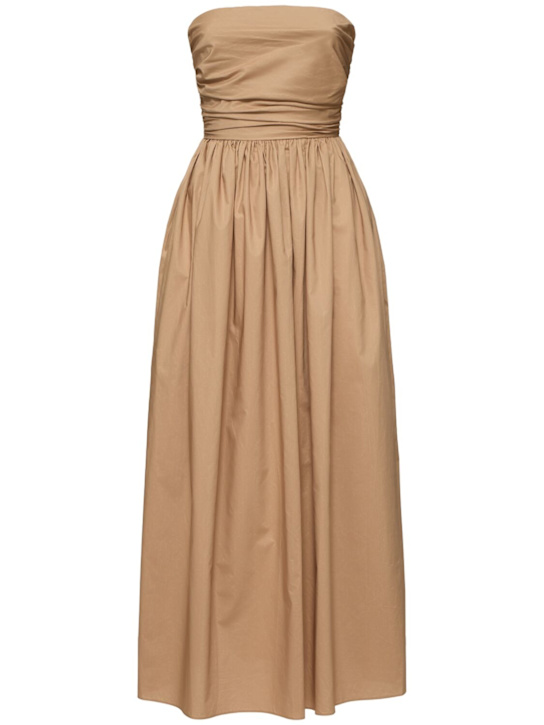 Matteau: Strapless cotton poplin long dress - women_0 | Luisa Via Roma