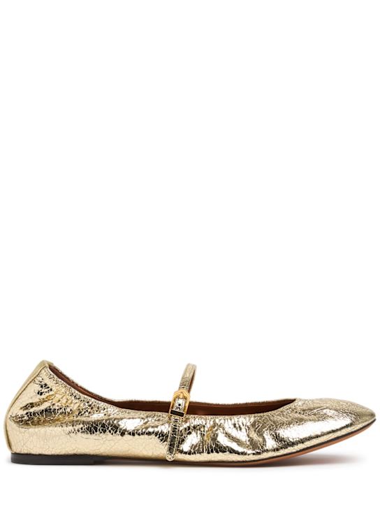 Lanvin: 5mm Ballerina crackled leather flats - women_0 | Luisa Via Roma