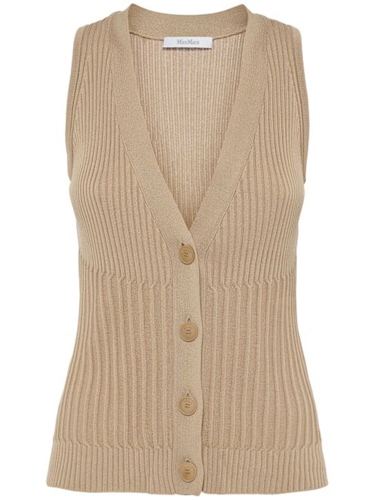 Max Mara: Bimba knitted cotton blend vest - women_0 | Luisa Via Roma