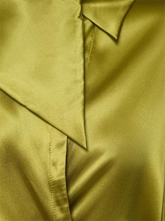 Dries Van Noten: Cedo stretch silk satin wrapped shirt - Green - women_5 | Luisa Via Roma