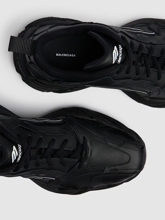 Balenciaga: Monday皮革&合成纤维运动鞋 - 黑色 - men_3 | Luisa Via Roma