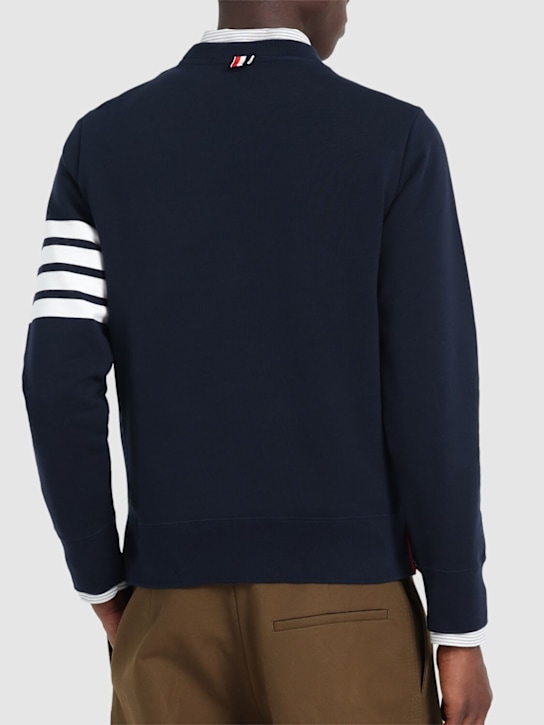 Thom Browne: Cotton jersey logo sweatshirt - Navy - men_2 | Luisa Via Roma