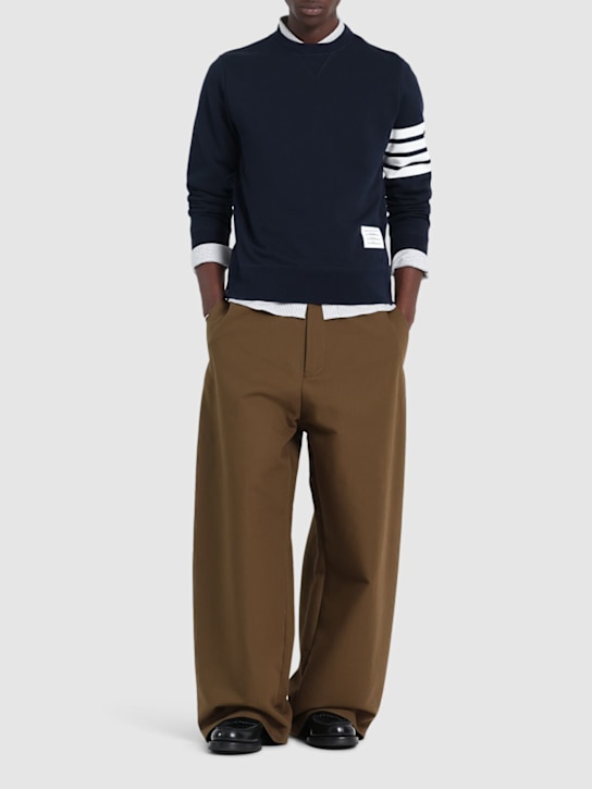 Thom Browne: Cotton jersey logo sweatshirt - Navy - men_1 | Luisa Via Roma